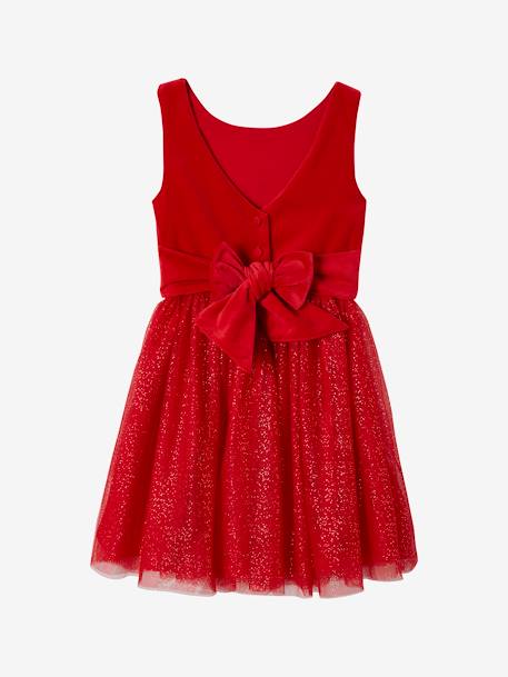 Robe Noël fille en velours et tulle brillant rouge+vert émeraude - vertbaudet enfant 