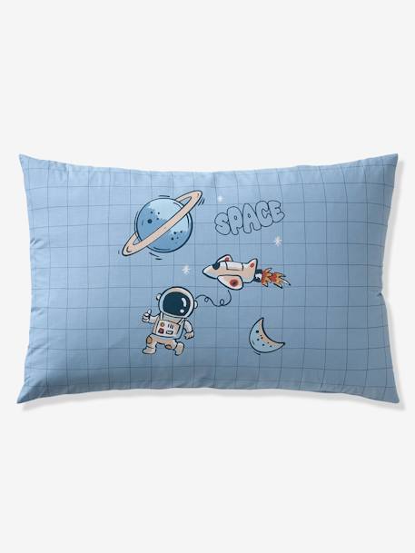 Parure housse de couette + taie d'oreiller enfant INTERGALACTIC, avec coton recyclé bleu imprimé - vertbaudet enfant 