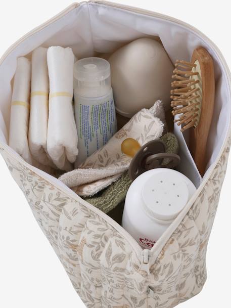 Toilettas voor kind in katoengaas beige, bedrukt+grijsblauw+print bloemen zolder - vertbaudet enfant 