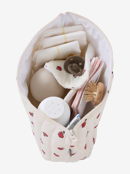 Trousse de toilette en gaze de coton bleu grisé+rose - vertbaudet enfant 