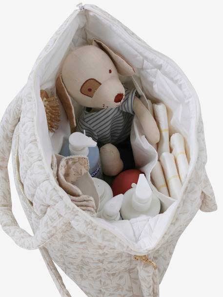 Sac à langer en gaze de coton Plume beige imprimé+blanc imprimé+IVOIRE IMPRIME+ivoire végétal+vanille - vertbaudet enfant 