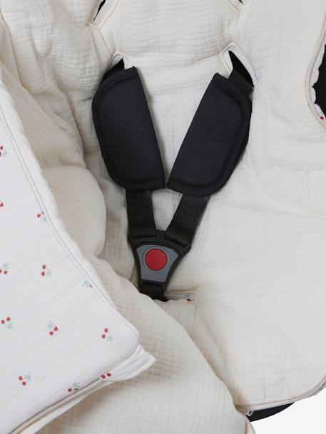 Nid d'ange enveloppant en coton beige imprimé+bleu glacier+imprimé grenier - vertbaudet enfant 