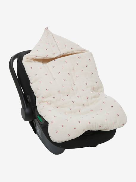 Engelennest KLEINE DINO van hydrofiel doek beige, bedrukt+grijsblauw+ijsblauw+print grenier+vanille+wit - vertbaudet enfant 