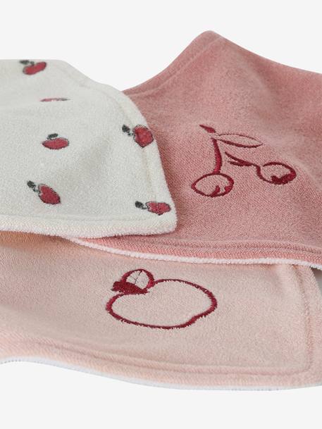 Lot de 3 bavoirs bandanas en éponge bleu grisé+lot rose - vertbaudet enfant 