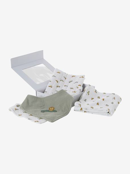4-delige kraamcadeauset: 2 slabbetjes + 1 luier + 1 luierbroekje meerkleurig+veel roze - vertbaudet enfant 