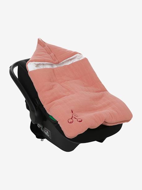 Zomerse trappelzak van katoengaas grijsblauw+rozen - vertbaudet enfant 