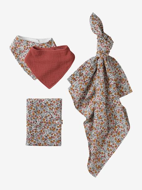 4-delige kraamcadeauset: 2 slabbetjes + 1 luier + 1 luierbroekje meerkleurig+veel roze - vertbaudet enfant 
