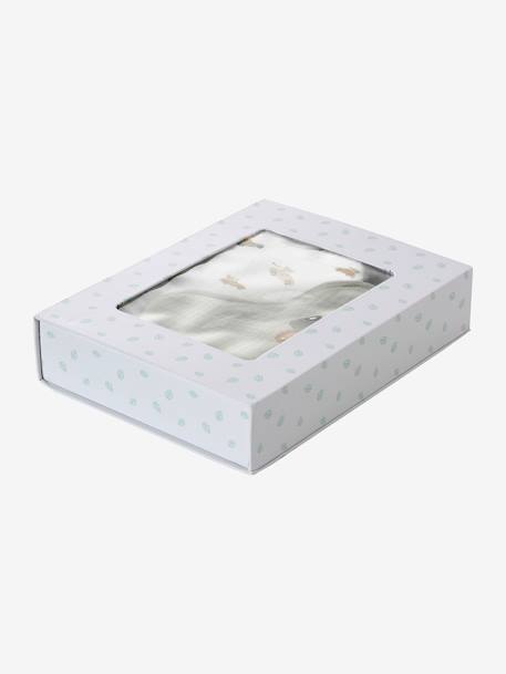 Coffret cadeau naissance 4 pièces : 2 bavoirs + 1 lange + 1 protège-carnet lot rose+multicolore - vertbaudet enfant 