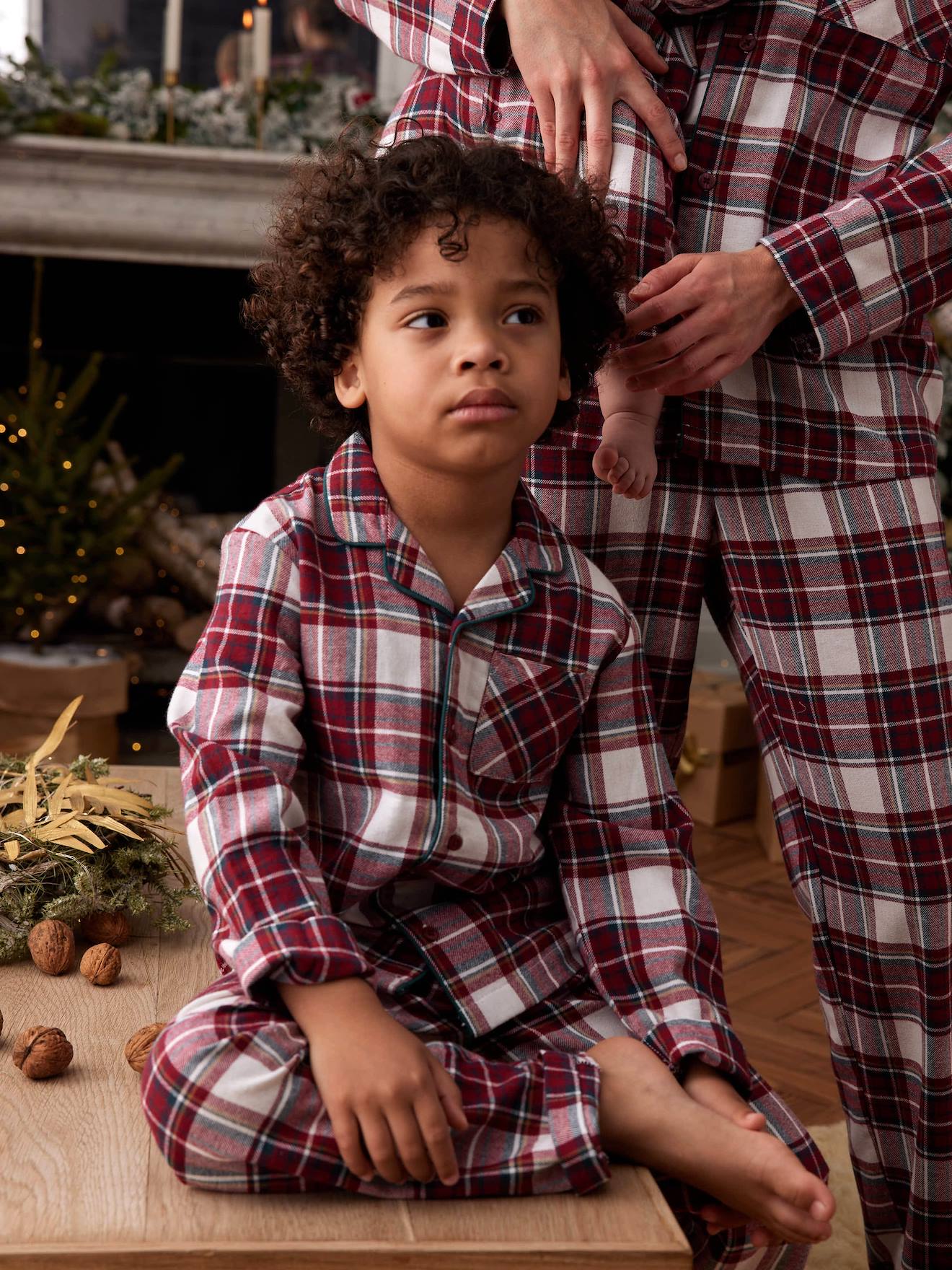Pyjama De Noël Fille En Velours Doux - Imprimé Festif, Manches Longues, Pantalon élastique - Vertbaudet