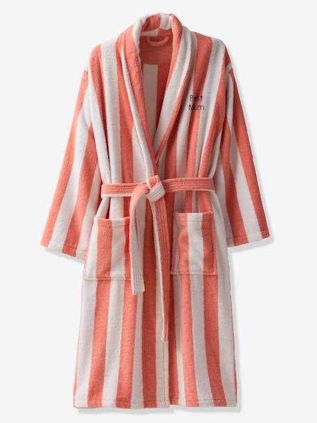 Peignoir de bain adulte mixte rayures TRANSAT capsule famille personnalisable, avec coton recyclé rayé bleu+rayé rose+rayé vert - vertbaudet enfant 