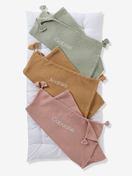 Personaliseerbare hoes voor vloermatras kaneel+roze (poederkleur)+saliegroen - vertbaudet enfant 