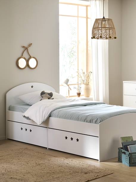 Lit fixe enfant avec tiroirs LIGNE SIRIUS blanc - vertbaudet enfant 