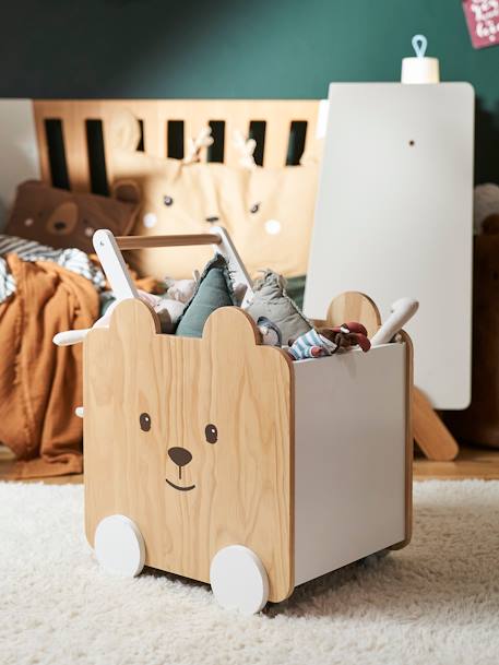 Coffre à roulettes Ourson bois - vertbaudet enfant 