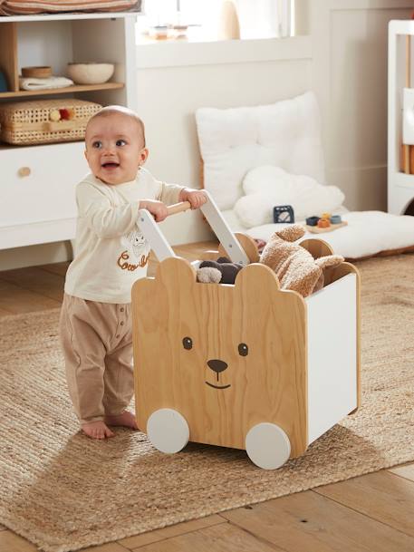 Coffre à roulettes Ourson bois - vertbaudet enfant 
