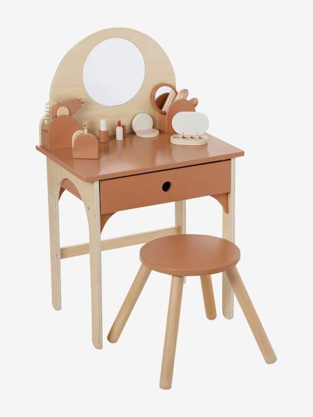 Coiffeuse + tabouret avec accessoires en bois FSC® caramel - vertbaudet enfant 