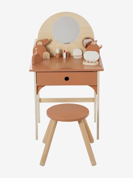 Coiffeuse + tabouret avec accessoires en bois FSC® caramel - vertbaudet enfant 