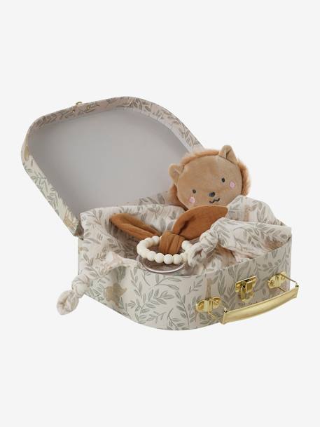 Doudou personnalisable en gaze de coton + hochet et valisette BABYLON vert - vertbaudet enfant 