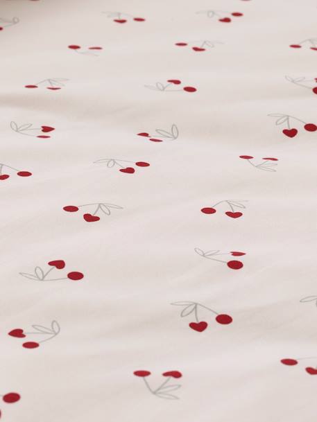 Parure housse de couette et taie d'oreiller bébé CHERRY beige imprimé - vertbaudet enfant 