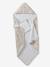 Personaliseerbare badcape met katoengaas + washandje BABYLON beige, bedrukt - vertbaudet enfant 