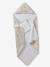 Personaliseerbare badcape met katoengaas + washandje BABYLON beige, bedrukt - vertbaudet enfant 