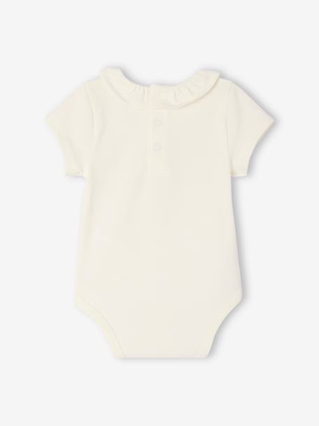 Lot de 2 bodies bébé naissance col fantaisie manches courtes corail+lilas poudré - vertbaudet enfant 