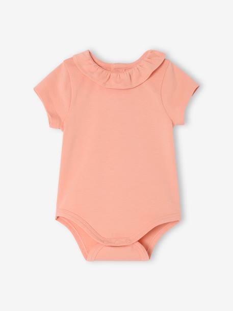 Lot de 2 bodies bébé naissance col fantaisie manches courtes corail+lilas poudré - vertbaudet enfant 