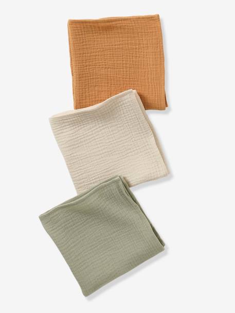 Set van 3 effen lange doeken in biologisch katoenen gaas* meerkleurig - vertbaudet enfant 