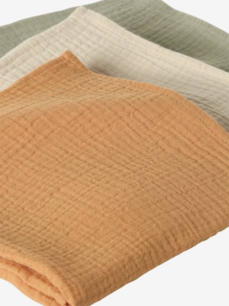 Set van 3 effen lange doeken in biologisch katoenen gaas* meerkleurig - vertbaudet enfant 