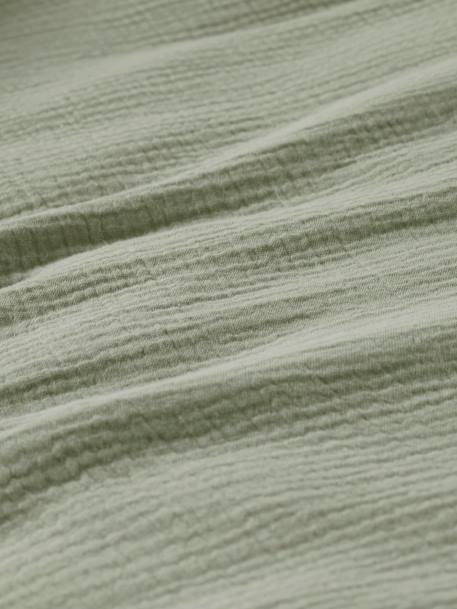 Parure bébé housse de couette + taie d'oreiller unie en gaze de coton Bio* ocre+vanille+vert sauge - vertbaudet enfant 