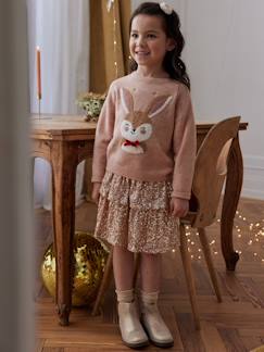 Meisje-Meisjesrok met ruches met pailletten voor kerst