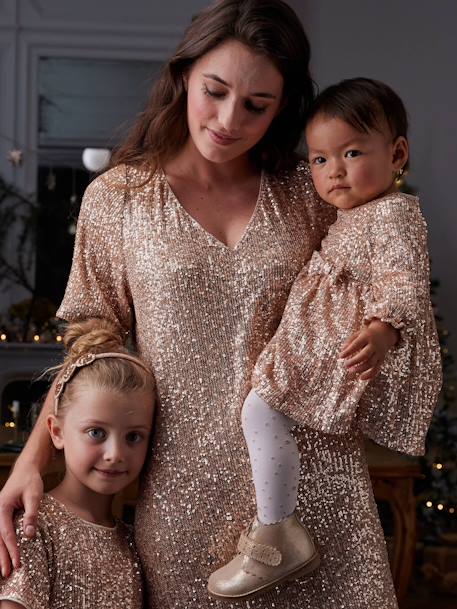 Festliches Baby Kleid mit Pailletten goud+zilver - vertbaudet enfant 