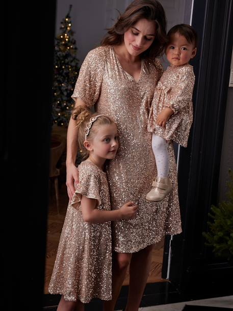 Festliches Baby Kleid mit Pailletten goud+zilver - vertbaudet enfant 