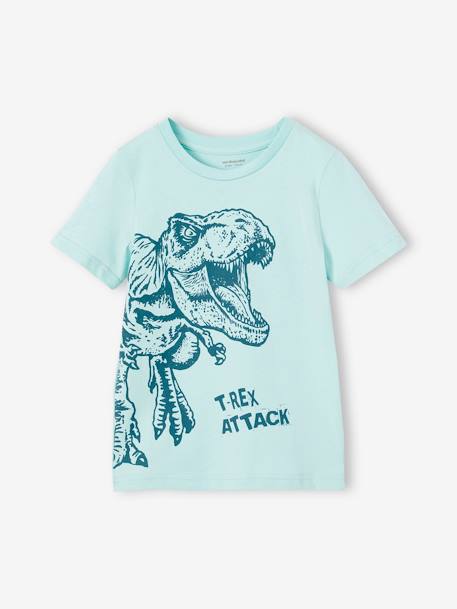 T-shirt Basics garçon imprimé devant blanc chiné+bleu+bleu pétrole+turquoise - vertbaudet enfant 