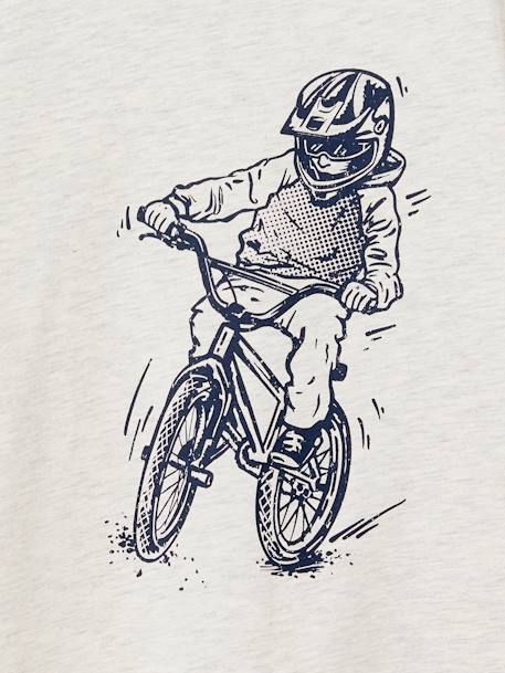 T-shirt Basics garçon imprimé devant blanc chiné+bleu+bleu pétrole+turquoise - vertbaudet enfant 