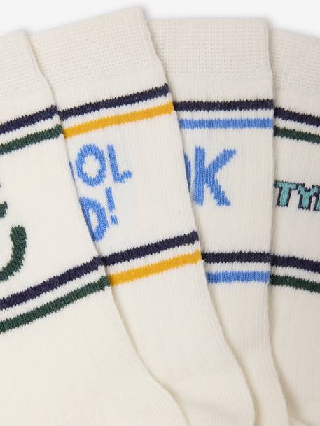 Set van 4 paar sportsokken in rib voor jongens ecru - vertbaudet enfant 