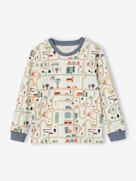 Pyjama garçon imprimé circuit de voitures écru - vertbaudet enfant 