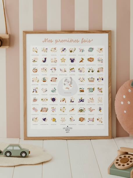 Poster Mijn eerste keren - Konijn - LES PETITES DATES beige - vertbaudet enfant 