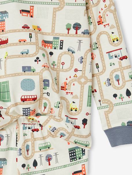 Pyjama garçon imprimé circuit de voitures écru - vertbaudet enfant 