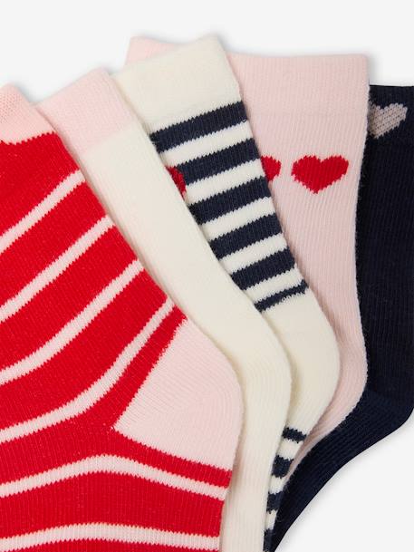 Lot de 5 paires de mi-chaussettes coeurs fille rouge - vertbaudet enfant 