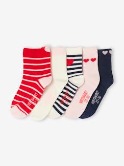-Lot de 5 paires de mi-chaussettes coeurs fille