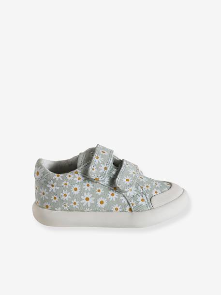 Stoffen tennisschoenen met klittenband voor babymeisjes blauwe madeliefjesprint+roze, bedrukt+WIT - vertbaudet enfant 