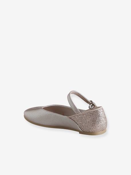 Glanzende ballerina's voor kinderen, collectie kleuterschool goud - vertbaudet enfant 