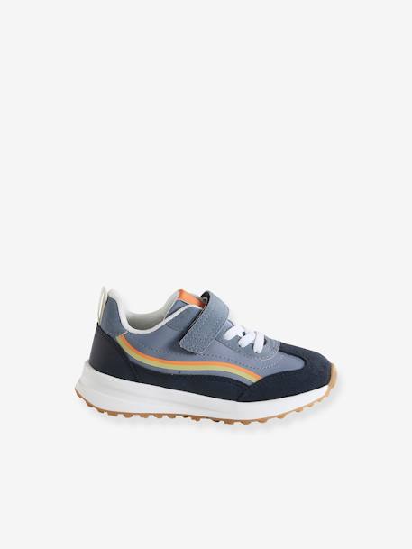 Kindersneakers met veters en klittenband, kleutercollectie blauw, bedrukt+kaki+veel beige+veel blauw - vertbaudet enfant 