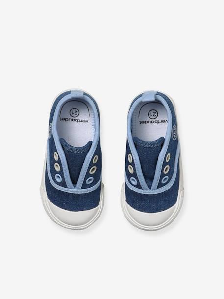 Elastische stoffen babysneakers chambrayblauw+jeansblauw - vertbaudet enfant 