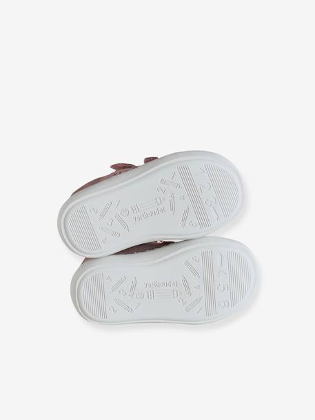 Baskets scratchées en cuir bébé blanc+marine+rose poudré - vertbaudet enfant 