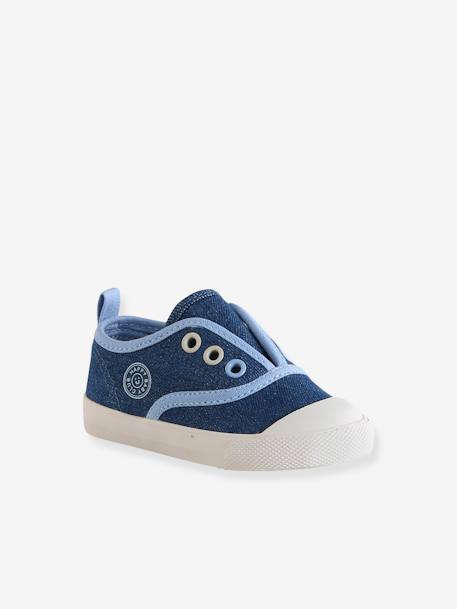 Elastische stoffen babysneakers chambrayblauw+jeansblauw - vertbaudet enfant 