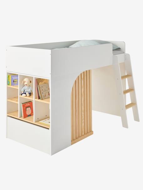 Hoogslaper voor kinderen met opbergruimte Playful groen+rozen+wit - vertbaudet enfant 