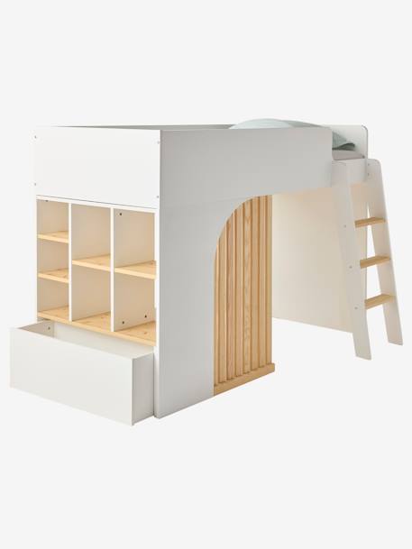 Lit mezzanine enfant avec rangement Playful blanc+rose+vert - vertbaudet enfant 