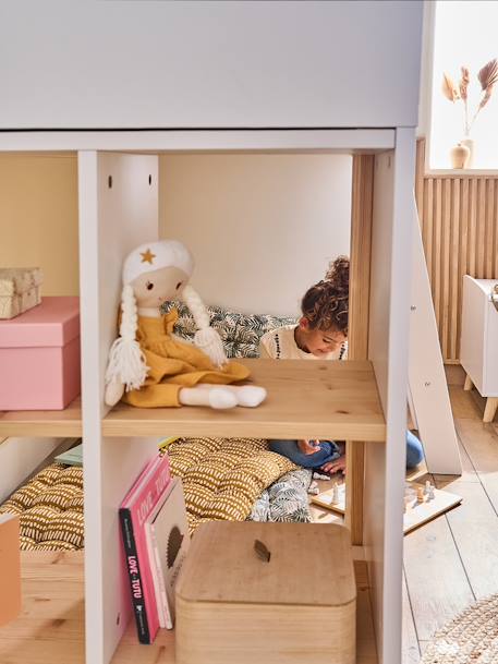 Hoogslaper voor kinderen met opbergruimte Playful groen+rozen+wit - vertbaudet enfant 