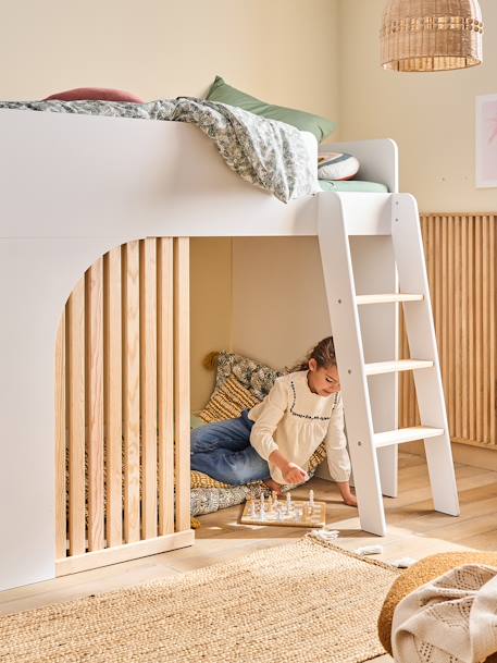 Lit mezzanine enfant avec rangement Playful blanc+rose+vert - vertbaudet enfant 